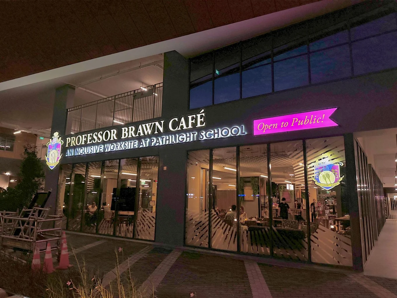 Professor Brawn Café – Custom LED 3D Signage at Pathlight School Tampines, Singapore