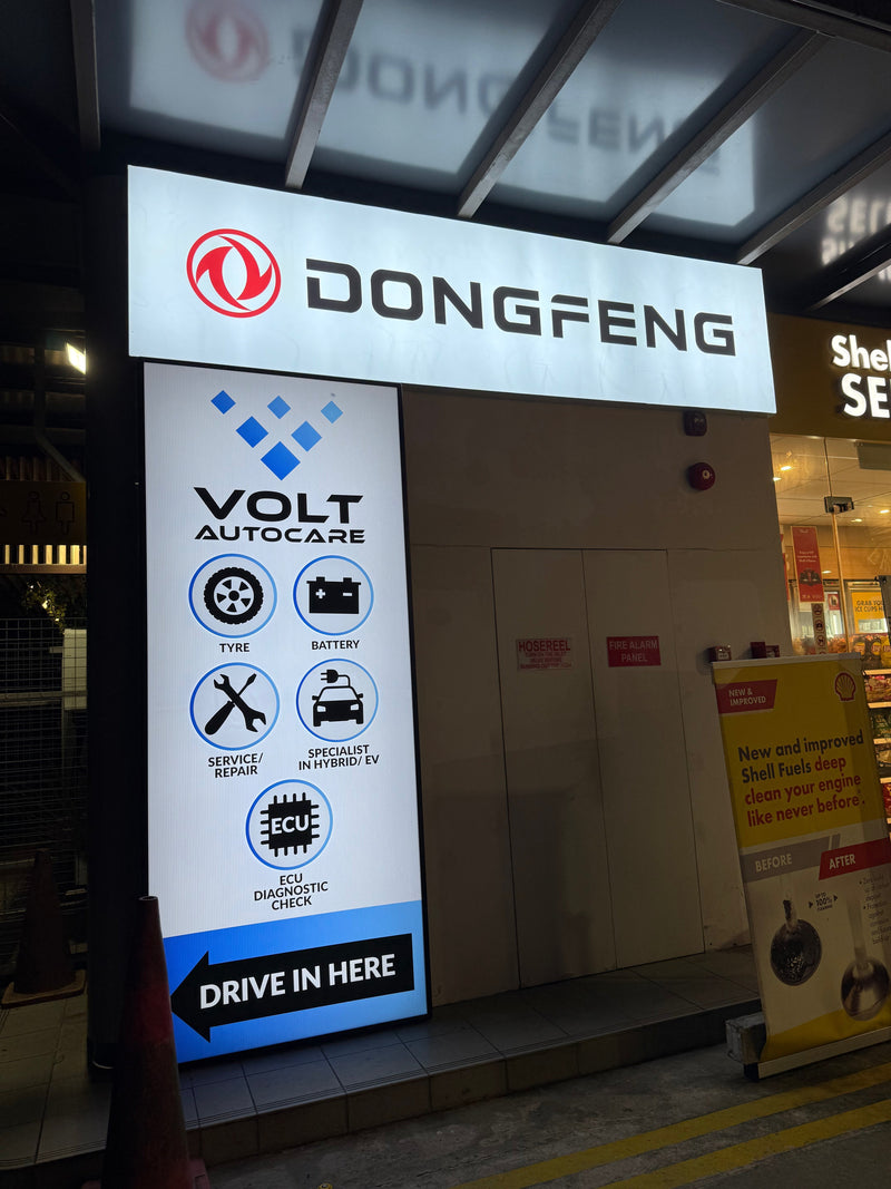 DongFeng EV & Volt Autocare – Lightbox Signage at Petrol Station, Singapore