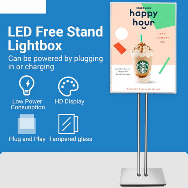 Indoor Use Only – Floor-standing Display Vertical Poster Advertising Light Box Sign with Double Poles for Shops - Apex Signages - Signage Singapore
