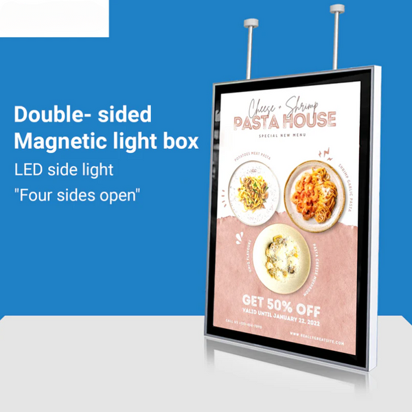 Indoor Use Only – Top-hanging High-end Finish Double Side Magnetic Advertising Light Box Sign - Apex Signages - Signage Singapore